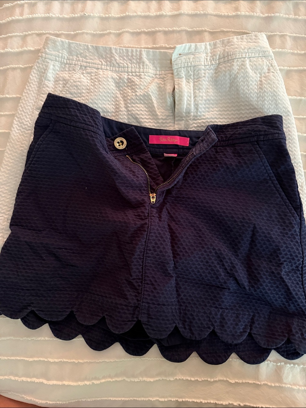 2 - Lilly Pulitzer Navy and White Scalloped Hem Skort